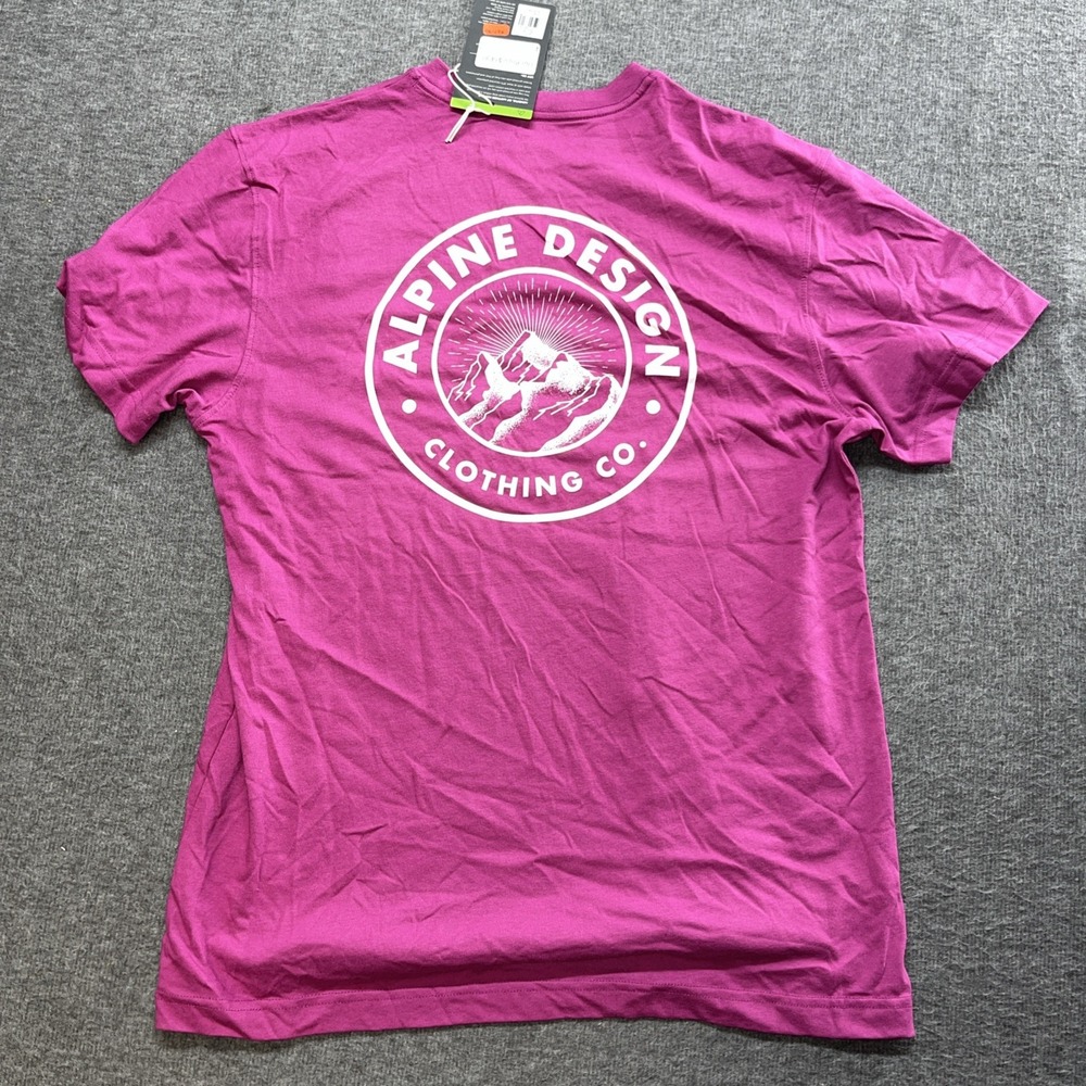 Alpine design men's size medium graphic tee mountains Outdoors plum NWT‎